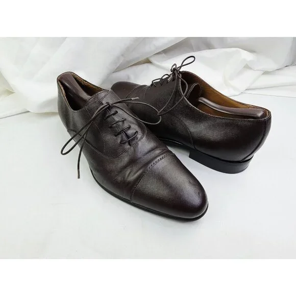 Boggi Milano Mens Size 8.5 Chocolate Brown Leather Lace Up 